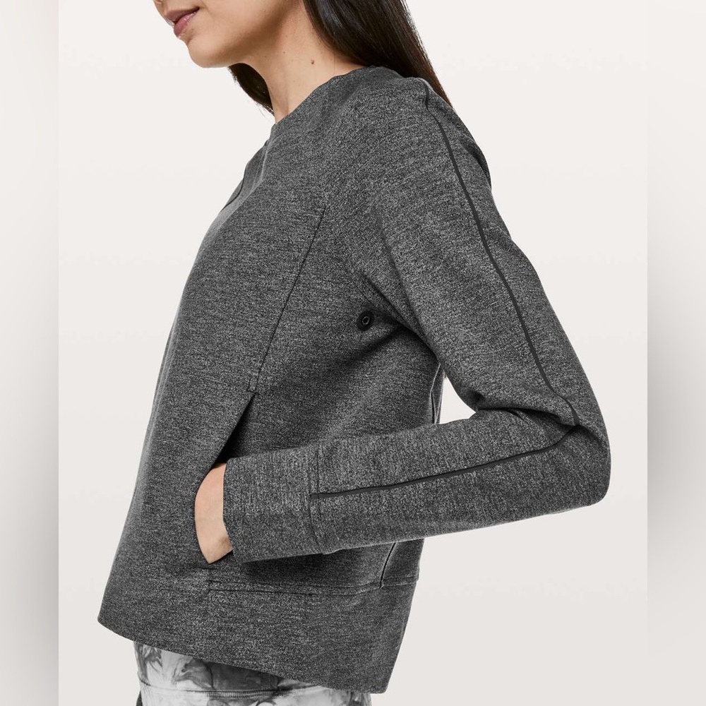 Lululemon On-Track Crew Heathered Grey Pullover Sweatshirt